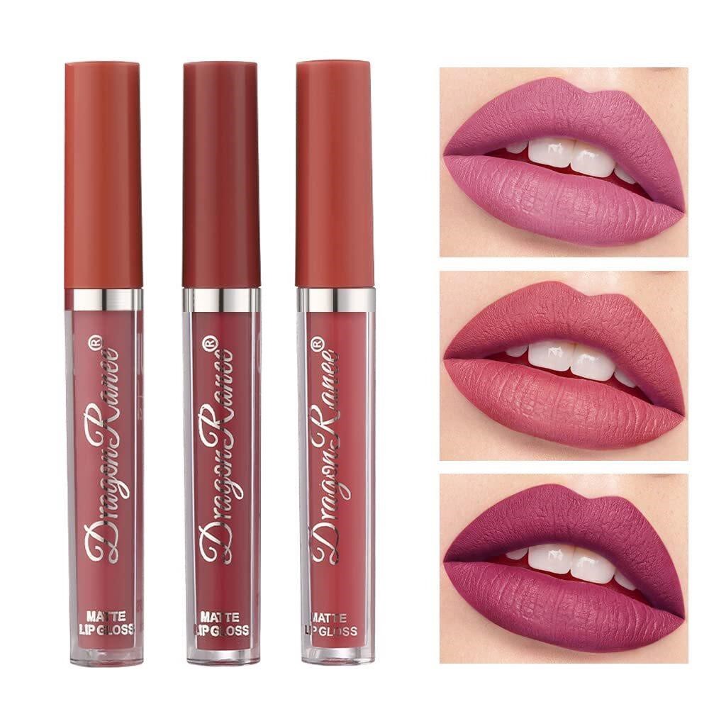 3 PCS Matte Liquid Lipstick Set  Long-Lasting