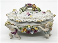 Vintage "CN" Cherub, Angel Porcelain Tureen Flor