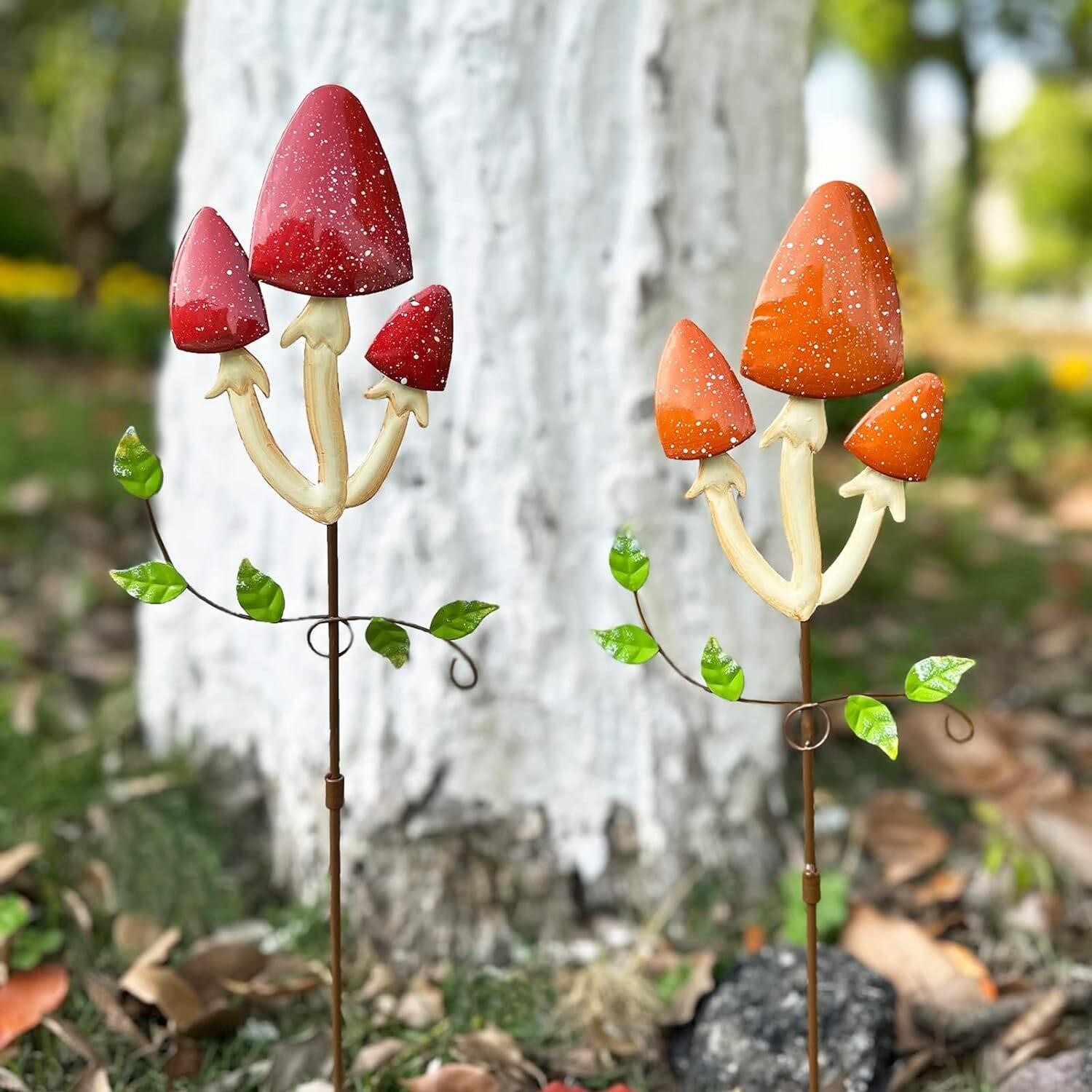 2 Pack Metal Mushroom Garden Piles  19.6 inch