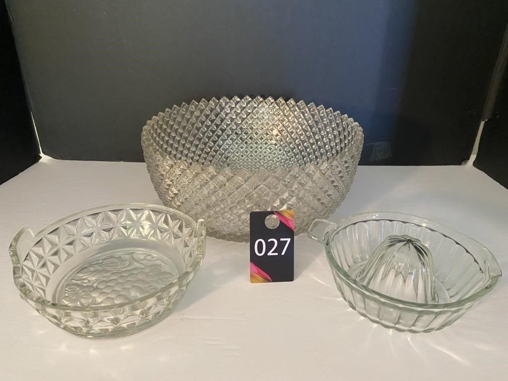 Glass Serving Bowl & Misc