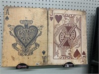 2 WOODEN "CARD" DECORATIONS