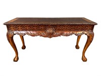 SOLID MAHOGANY HEAVY CARVED CHIPPENDALE CONSOLE