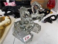 HEISEY GLASS HORSE BOOKENDS