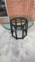 48" round table -black lacquer and glass table top