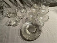 VTG Fostoria Swirl Sherbet Dishes & Plates+Glass