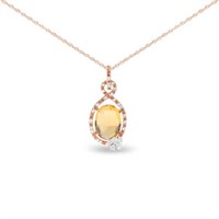 18K Rose Gold Diamond Citrine Sapphire Pendant