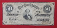 1864 $50 CSA Note Large Size #891