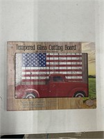 Country side tempered glass cutting board 12”x16”