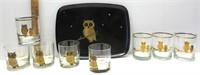 Vintage Owl Glasses Couroc High Ball Glasses