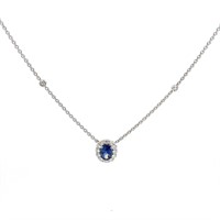 18K WHITE GOLD 0.77CT SAPPHIRE 0.48CT DIAMOND PEND