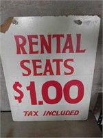 Vintage 1960s Memorial Stadium Rental Seat Sign