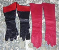 (2) Pairs Elegant Vtg Ladies Leather Gloves