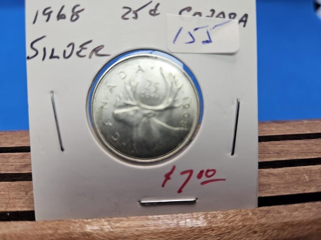 1-1968 SILVER 25 CENT COIN