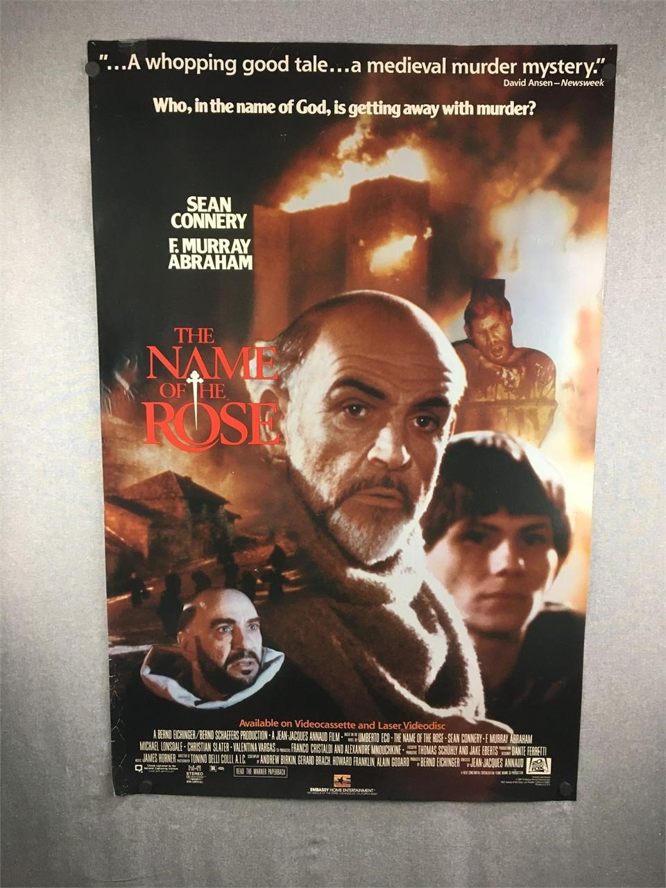 Vintage 1986 The Name of the Rose Movie Poster