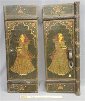 2 Old Hand Western Painted Small Door Panels