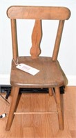 Childs antique plank bottom side chair