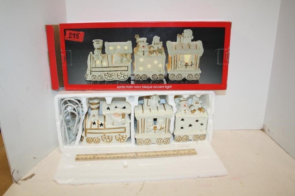 Home Collecttion Santa Train Ivory Bisque  in box