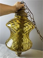 Mid Century Yellow Amber Hanging Light Fixture