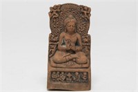Tibetan Buddha Shakyamuni Carved Clay Tablet