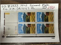 2533 STAMP BLOCK OG NH VERMONT