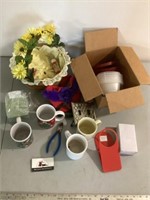 Basket of coffee cup and miscellaneous