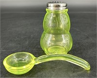 Vintage Topaz Salt Shaker & Ladle Uv Reactive