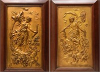 Franz Bergmann Gilt Bronze Plaques, Pair, c. 1890