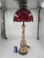 Lampe antique victorienne avec abat-jour en verre