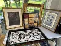 WROUGHT IRON DECOR WITH FRAMED PICTURES