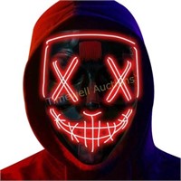 Poptrend Halloween LED Mask for Cosplay  Red