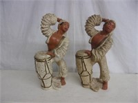 Vintage Chalkware Drummer Figures