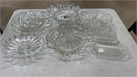 Clear Glass Trays, Bowl, Napkin Holder