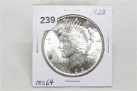 1922 Peace Dollar-MS 64