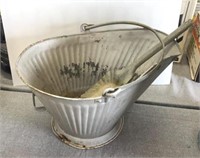 Vintage metal coal bucket with shovel