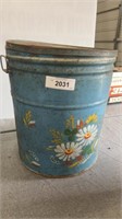 Vintage tin bucket with lid