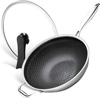 MICHELANGELO Honeycomb Wok Pan with Lid, 12.5 Inch