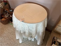 Round Table with Tablecloth and Glass Top