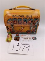 Vintage Walt Disney School Bus Lunch Pail & Toys