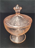 Jeanette Pink Depression Glass Footed Candy Bowl