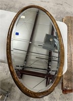 Oval Oak Beveled Mirror
