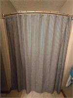 Shower curtain and contents of bathroom