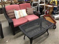 Outdoor bench and table w/ cushions