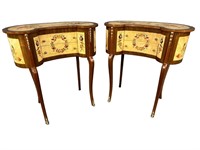 2 INLAID KIDNEY SHAPED FRENCH STANDS