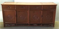 (JK) Vtg Hand Carved Chinese Rosewood Buffet