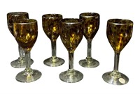 6 Art Glass Stemware Glasses
