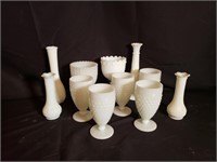 White Glass Vases & Goblets