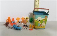 Vintage Metal Bucket and miscellaneous toys