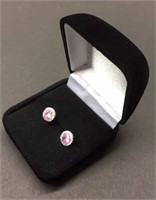 Natural Pink Sapphire Solitaire Earring Set