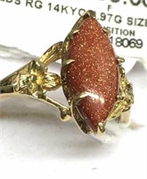 Gold and Gold Stone Ring Size 9