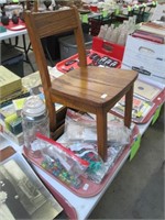 Oak Childs Chair, Marbles in Cheese Box,++